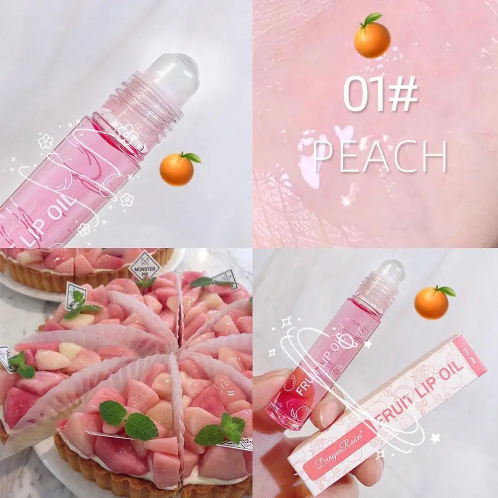 6 Colors Roll-on Fruit Essence Lip Balm Lip Oil Lip Moisturizing Mirror Primer Lip Lipstick Transparent Lip Oil Mirror Randomly