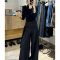 Women's 2-Piece Set: Wrap-Front Long-Sleeve Top Wide-Leg Pants