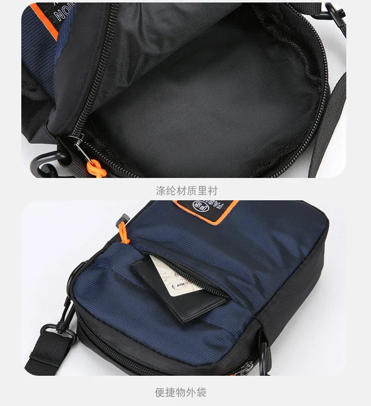 Men's Business Shoulder Bag Casual Man's Messenger Bag Durable Male Handbag Waterproof Oxford Cloth Bag Mini Mobile Phone Bags