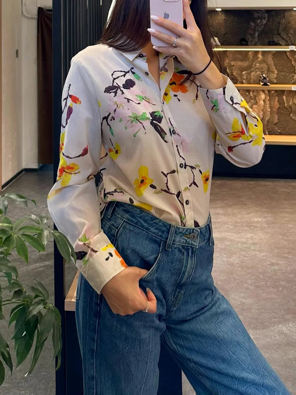 Women 2 Pieces Sets 2025 New Fashion Floral Printed Shirt Top Elastic Waist Long Pants Set Women's Suit Casual Woman Outfit
