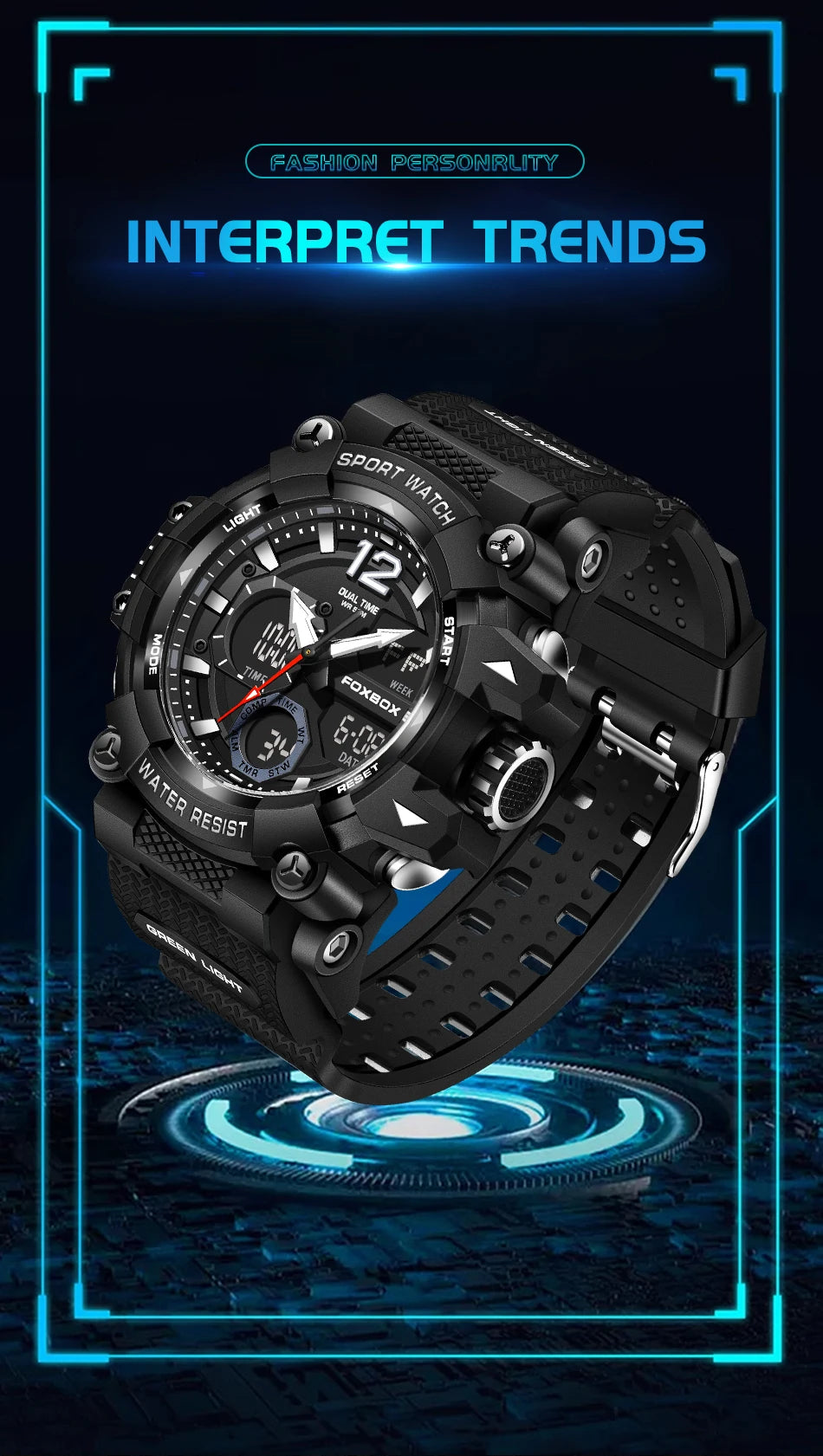 LIGE Fashion Sport Watches Men Shock Resistant 50M Waterproof Wristwatch LED Alarm Multi-function Watch Clock Military Men Watch