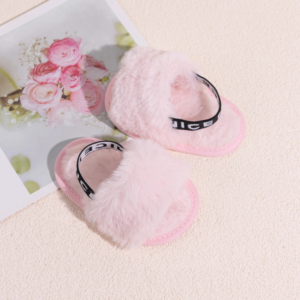 Hot Sale Soft Bottom Breathable Baby Shoes 0-18 Months Simple Elastic Walking Shoes Indoor Baby Girls Non-slip Fur Sandals