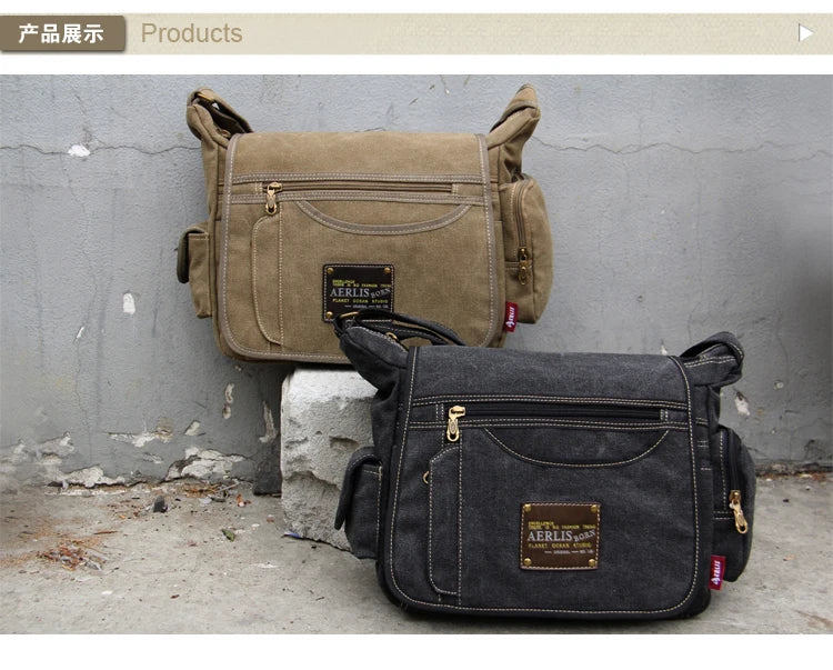 Men's Vintage Canvas Bag Men Casual Crossbody Bag For Men Messenger Bag Man Travel Shoulder Bags Bolsa Masculina High Quality
