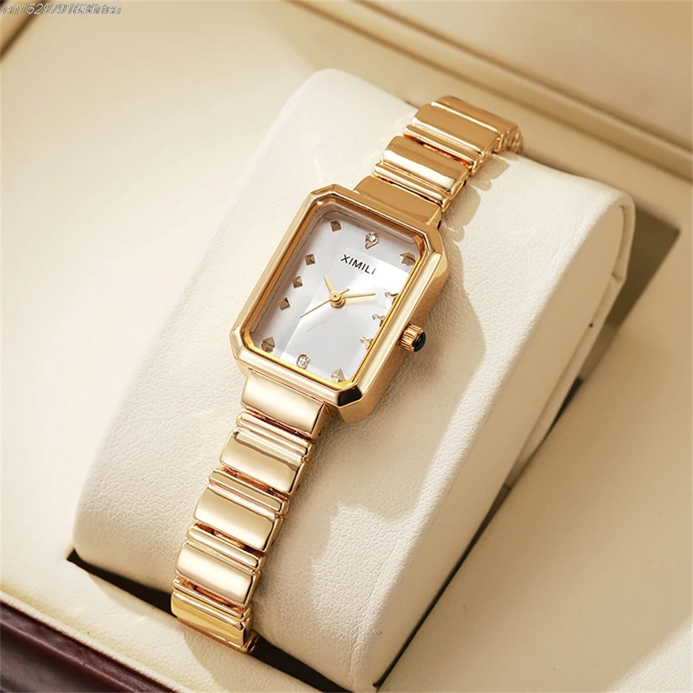 Luxury Ladies Watch 2025 Hot Simple Square Quartz Watches Fashion Stainless Steel Women's Dress Clock Gift Wristwatch