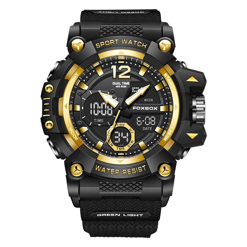 LIGE Fashion Sport Watches Men Shock Resistant 50M Waterproof Wristwatch LED Alarm Multi-function Watch Clock Military Men Watch