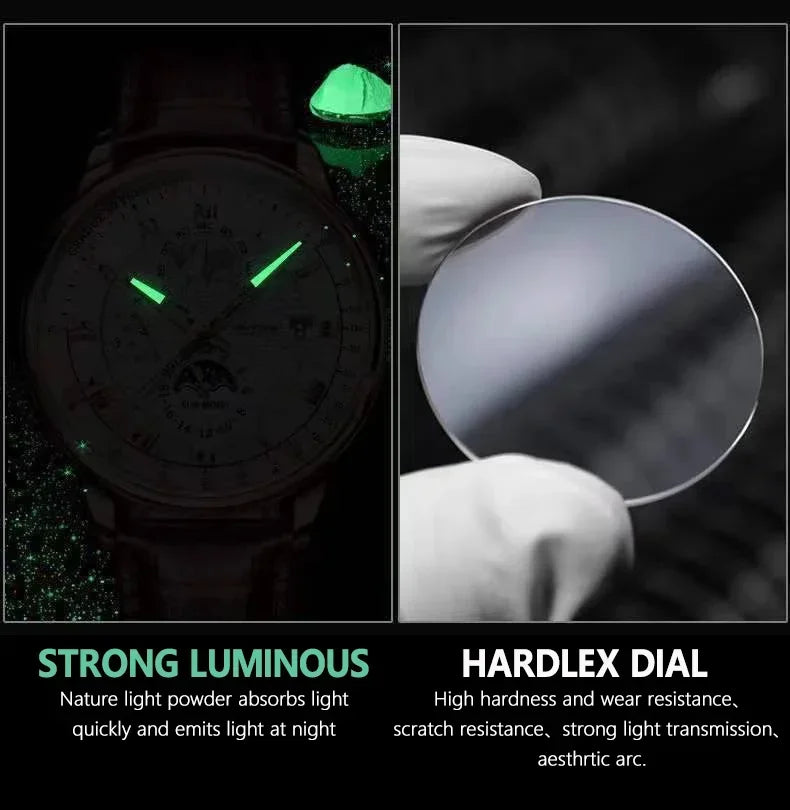 Luxury Brand Watch for Men Trendy High End Light Versatile Quartz Watch Leather Strap Fake Three Eye Fashion Business Wristwatch