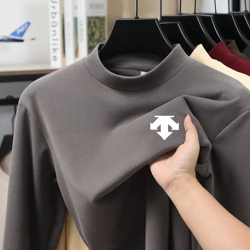 Luxury Brand Hot Sales Men's Print Long Sleeve Bottom Fashion New Solid Color Soft T-Shirt Casual Warm Versatile Men's Clothing