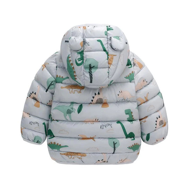 Kids Dinosaur Hooded Winter Jacket