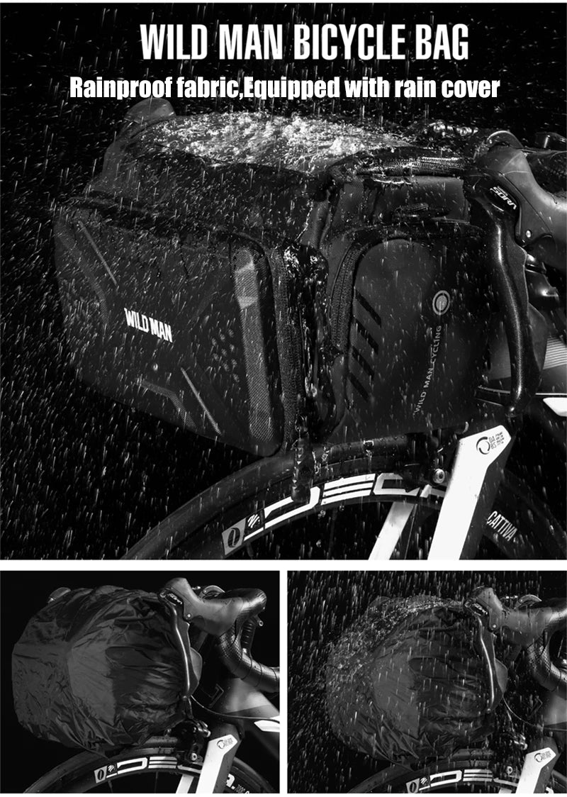 WILD MAN EVA Hard Shell Bicycle Handlebar Bag Touch Screen Phone Holder Electric Scooter Front Bag Crossbody Camera Pouch