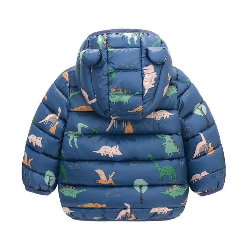 Kids Dinosaur Hooded Winter Jacket