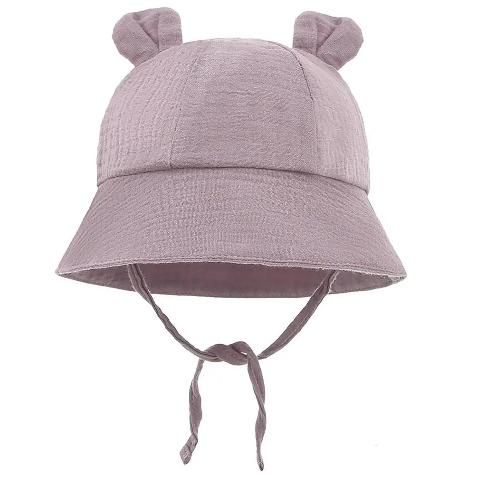 Soft Cotton Baby Sun Hat With Ears Cute Bunny Newborn Boys Girls Bucket Hat Summer Kids Toddler Panama Cap 0 to 12 Months