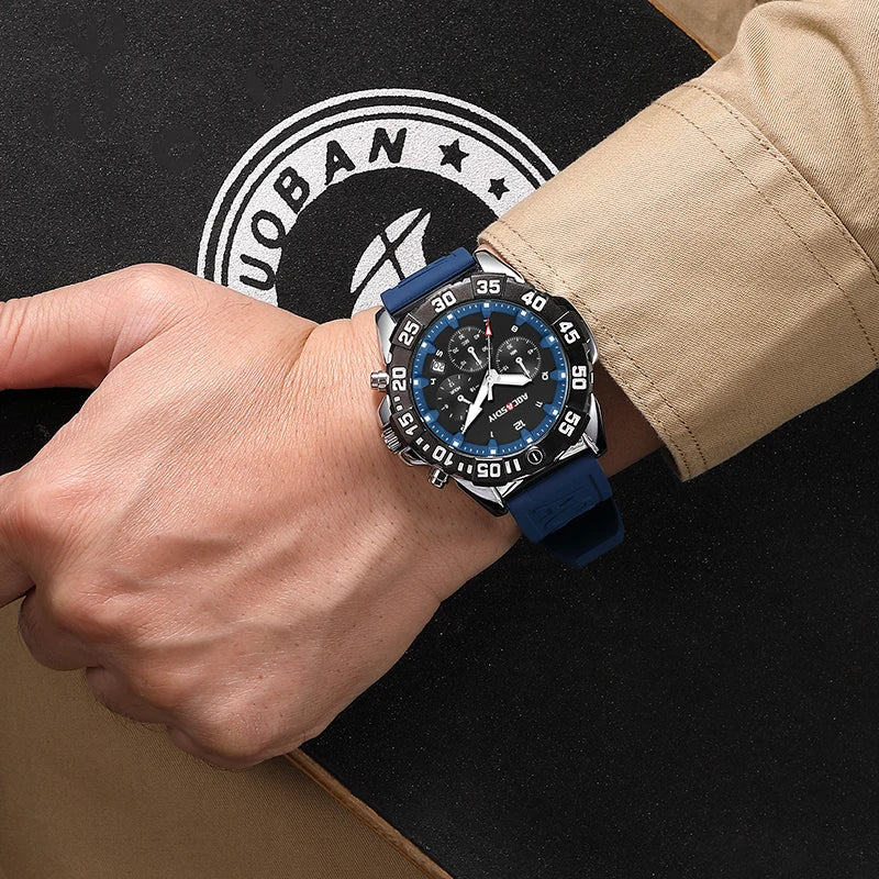 Luxury Men Clock Sport Watch For Men High Quality Waterproof Wrist Watches Chronograph Calendar Luminous Wristwatch reloj hombre