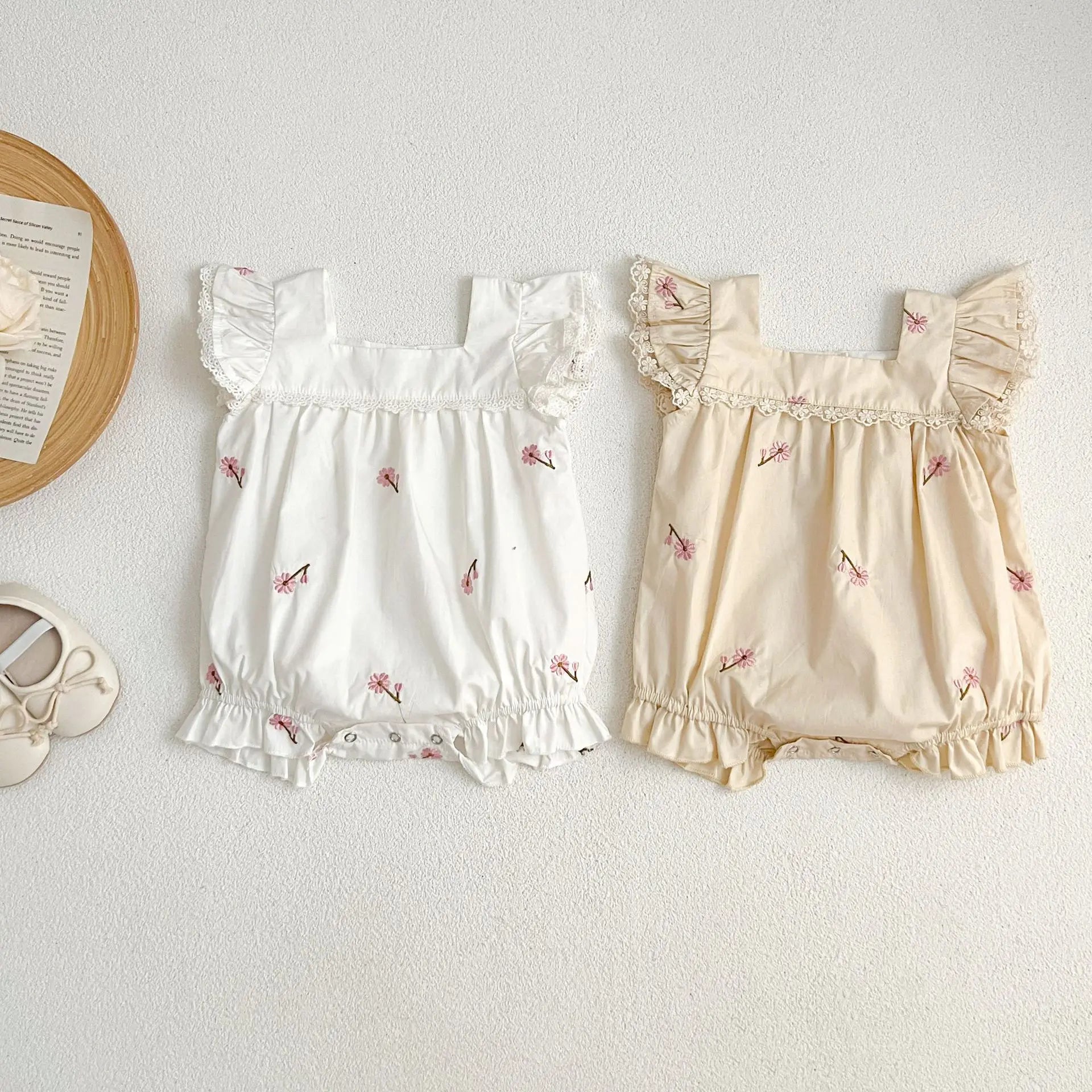 New Summer Newborn Clothes Kids Baby Girls Rompers New Infant Kids Baby Girls Sleeveless Embroider Flower Baby Rompers Clothes
