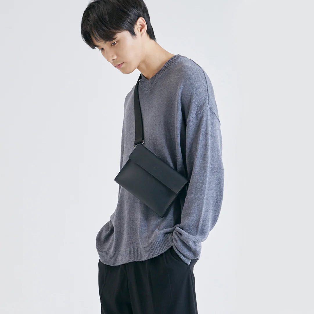Brand Men Shoulder Bag Pu Leather Korean Messenger Bags for Man New Small Male Crossbody Chest Phone Bag Designer Handbags Black