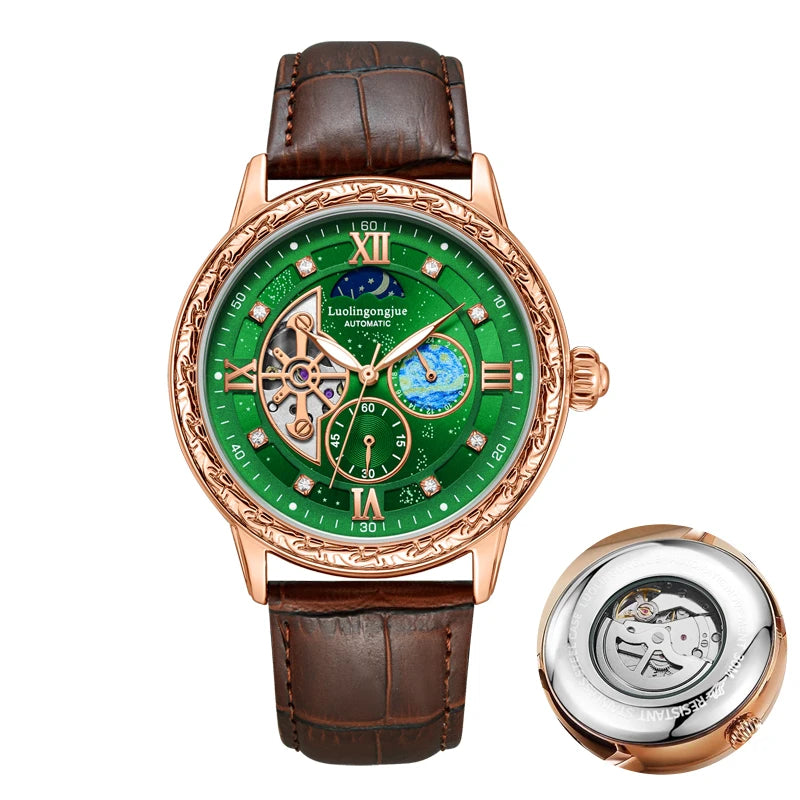 Luxurious Men's Business Automatic Mechanical Watch, with a Skeleton Design, Stylish, Casual, Simple, Versatile, and Multifunctional, a Handsome Watch for Men That Combines Luxury and Fashion, Perfect as a Gift during Holiday