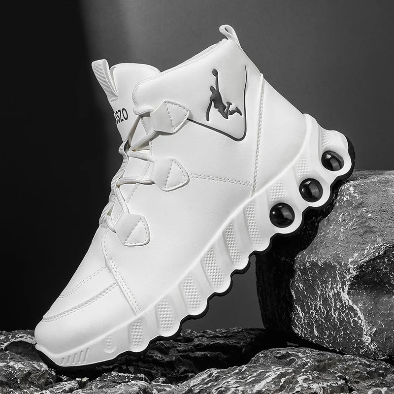 One pair of simple and fashionable mid-top basketball shoes. Thickened, soft, shock-absorbing, wear-resistant