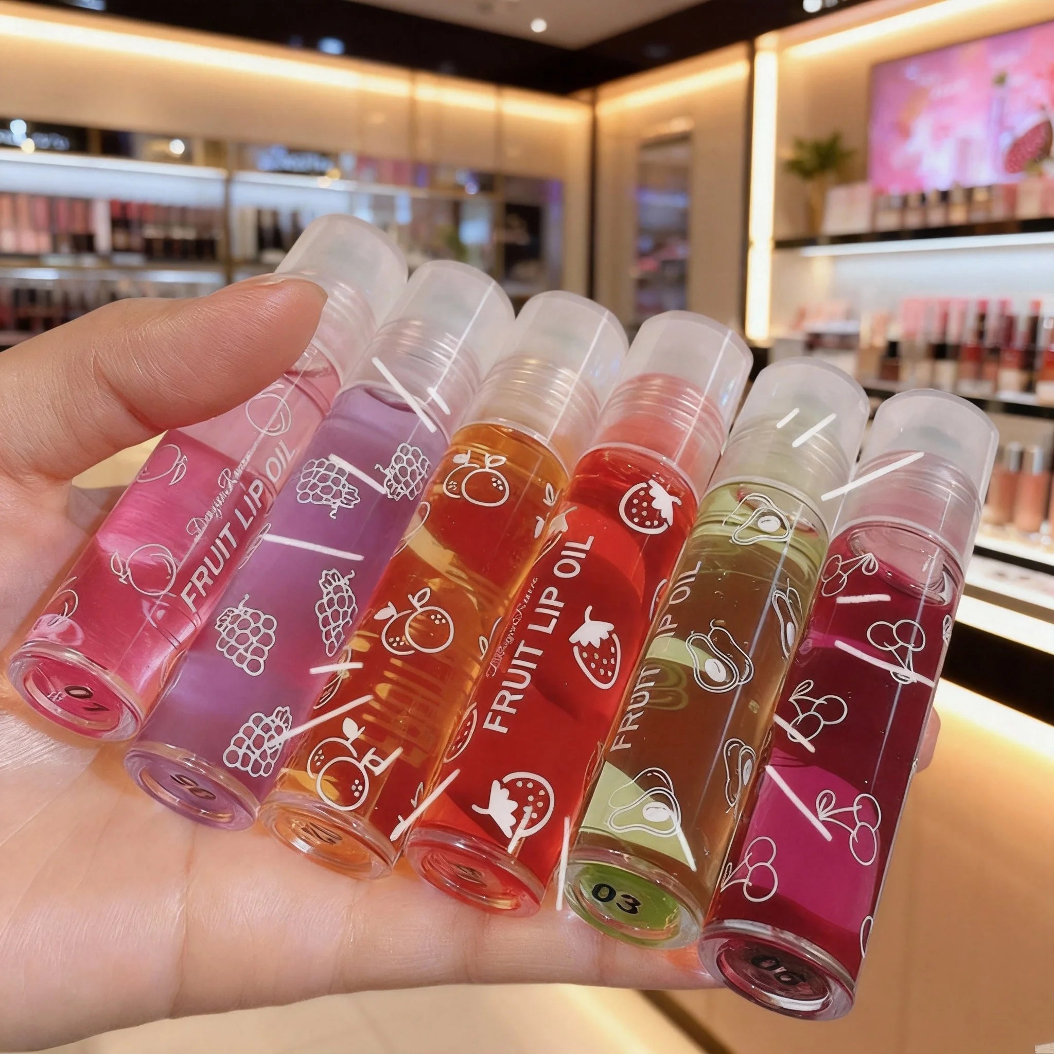 6 Colors Roll-on Fruit Essence Lip Balm Lip Oil Lip Moisturizing Mirror Primer Lip Lipstick Transparent Lip Oil Mirror Randomly