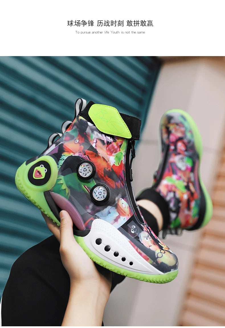 Men's Basketball Shoes Breathable Cushioning Non-Slip Wearable Runing Shoes Gym Training Athletic Basketball Sneakers for Women