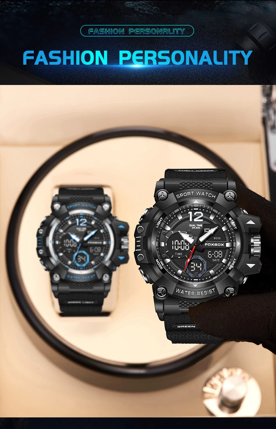 LIGE Fashion Sport Watches Men Shock Resistant 50M Waterproof Wristwatch LED Alarm Multi-function Watch Clock Military Men Watch