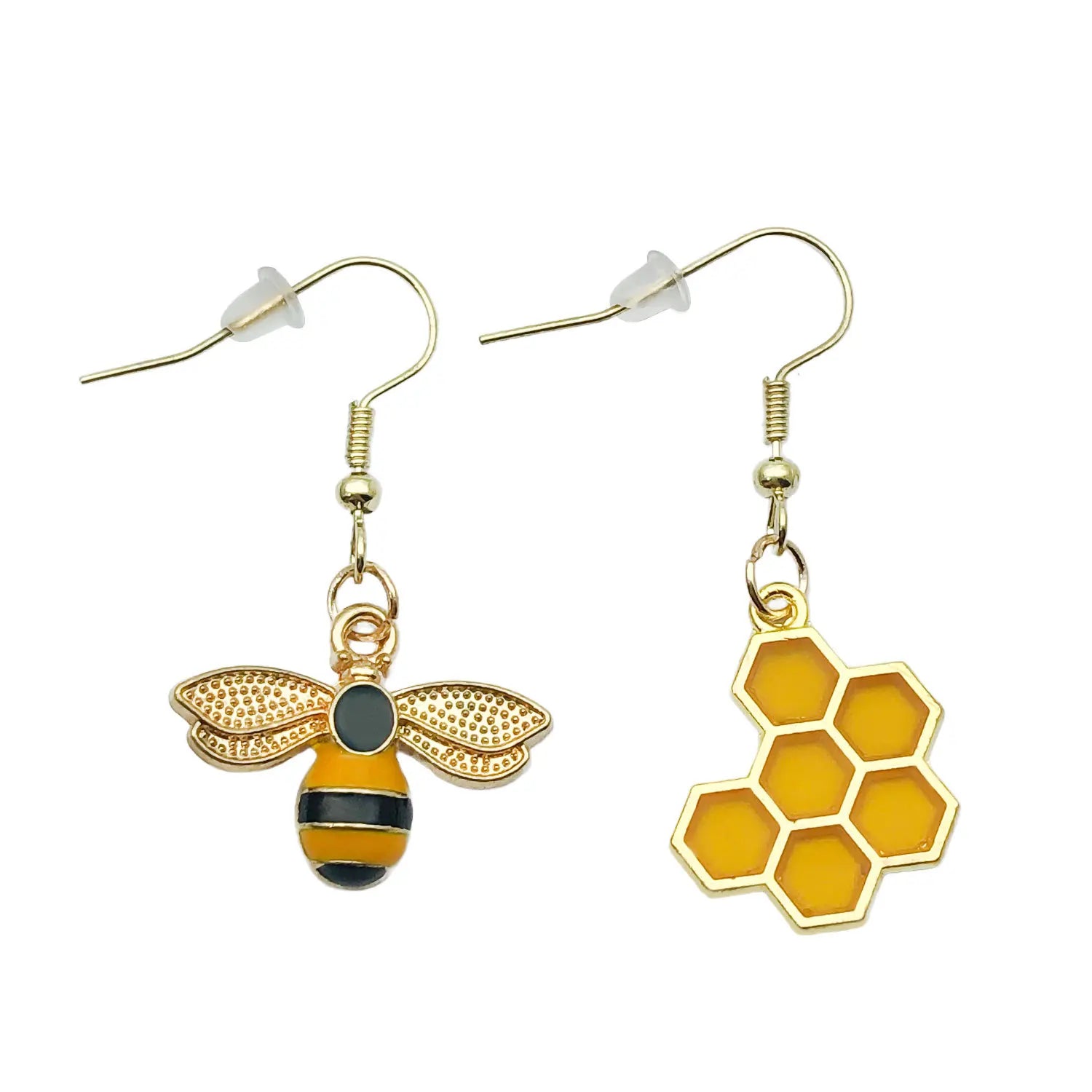 Cross-border asymmetric bee hive earring cartoon insect fashion creative earrings