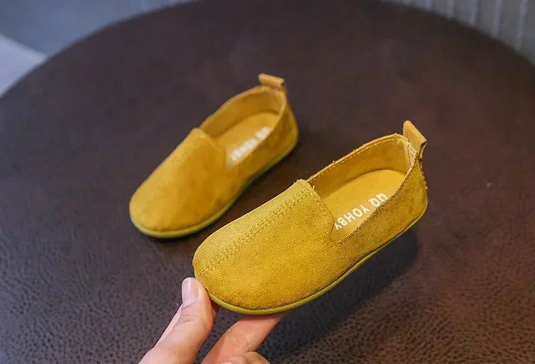 Children's Flat Shoes New Candy Color Simple Casual Shoes Loafers Slip-on Flats Lightweight Boys Girls Leather Shoes Moccasins