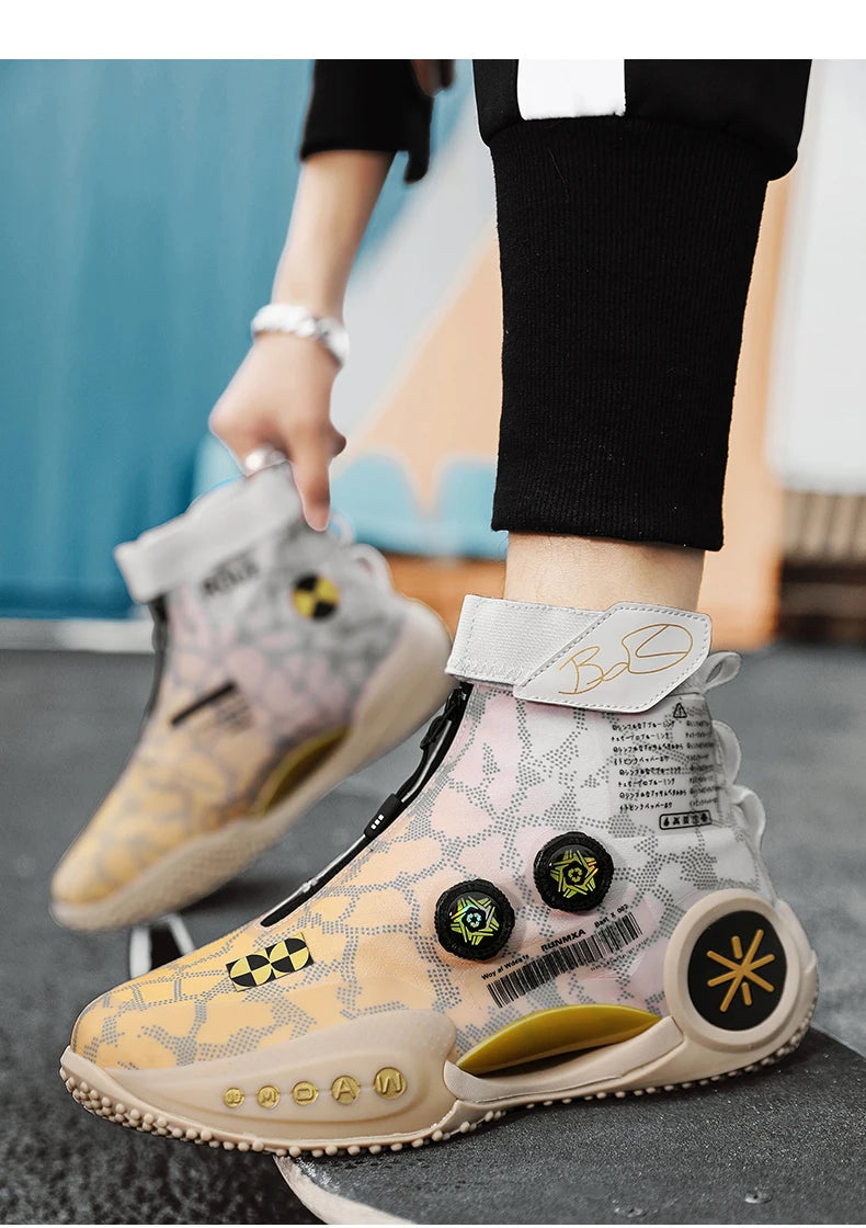Men's Basketball Shoes Breathable Cushioning Non-Slip Wearable Runing Shoes Gym Training Athletic Basketball Sneakers for Women