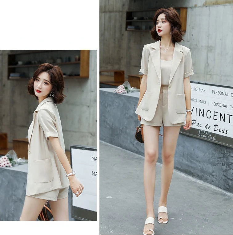 Set of Two Fashion Pieces for Women New In 2 Piece Outfits 2025 Summer Shorts Blazer Suits Elegant Cheap Women's Matching Sets