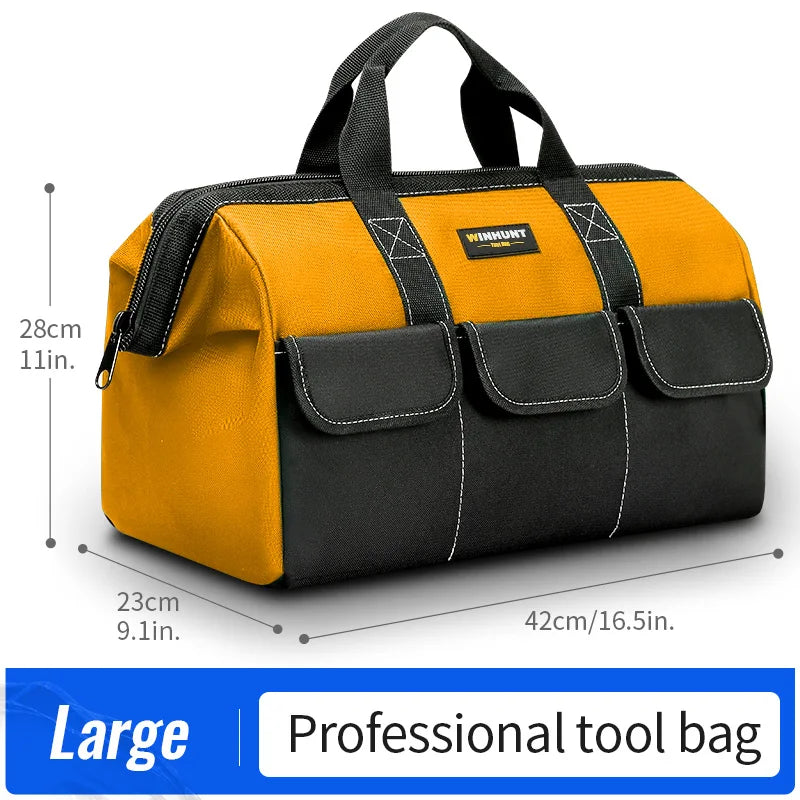 Tool Bag for Men, Heavy Duty Tool Bag Wide Mouth Tote for Various Instrument, Electrician Carpenter Mechanic(Yellow)