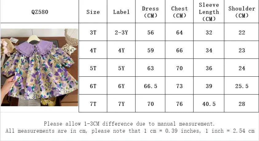 Bear Leader Autumn Spring New Girls' Dress Fashion Cute Doll Neck Flower Print Dress Children's Girls Long Sleeve Princess Dress