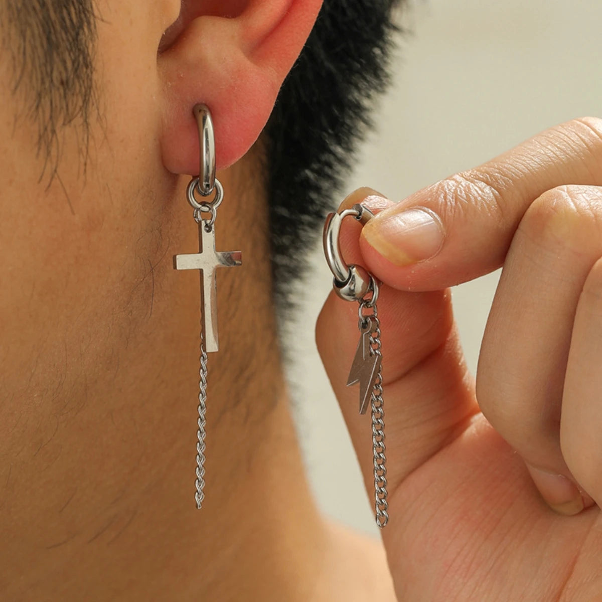 2PC Fashion Men's Personality Rascal Handsome Irregular Earrings Jewelry Accessories Suitable for Date, Party, Festival Gifts