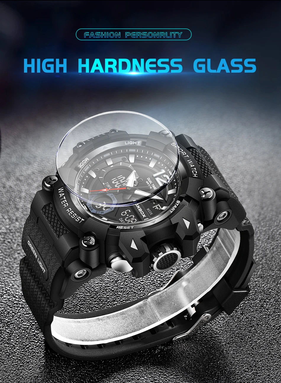 LIGE Fashion Sport Watches Men Shock Resistant 50M Waterproof Wristwatch LED Alarm Multi-function Watch Clock Military Men Watch