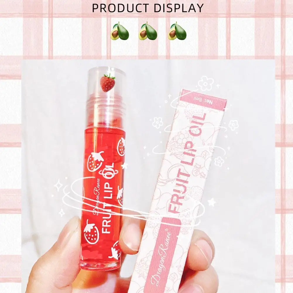 6 Colors Roll-on Fruit Essence Lip Balm Lip Oil Lip Moisturizing Mirror Primer Lip Lipstick Transparent Lip Oil Mirror Randomly
