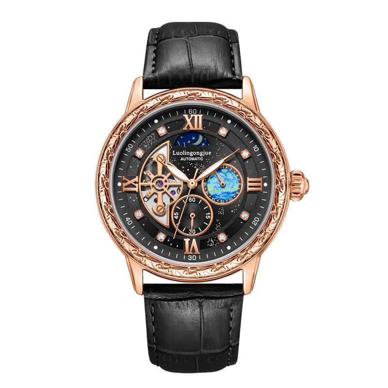 Luxurious Men's Business Automatic Mechanical Watch, with a Skeleton Design, Stylish, Casual, Simple, Versatile, and Multifunctional, a Handsome Watch for Men That Combines Luxury and Fashion, Perfect as a Gift during Holiday