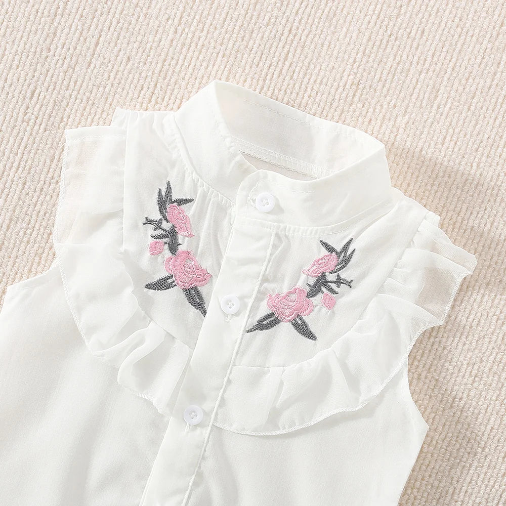Little Blossom Floral Embroidered Cotton Set for Baby Girls 🌸