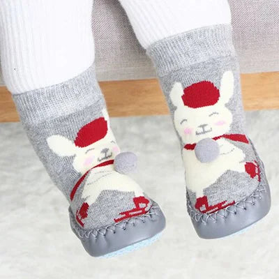 Toddler Winter Indoor Sock Shoes with Rubber Soles