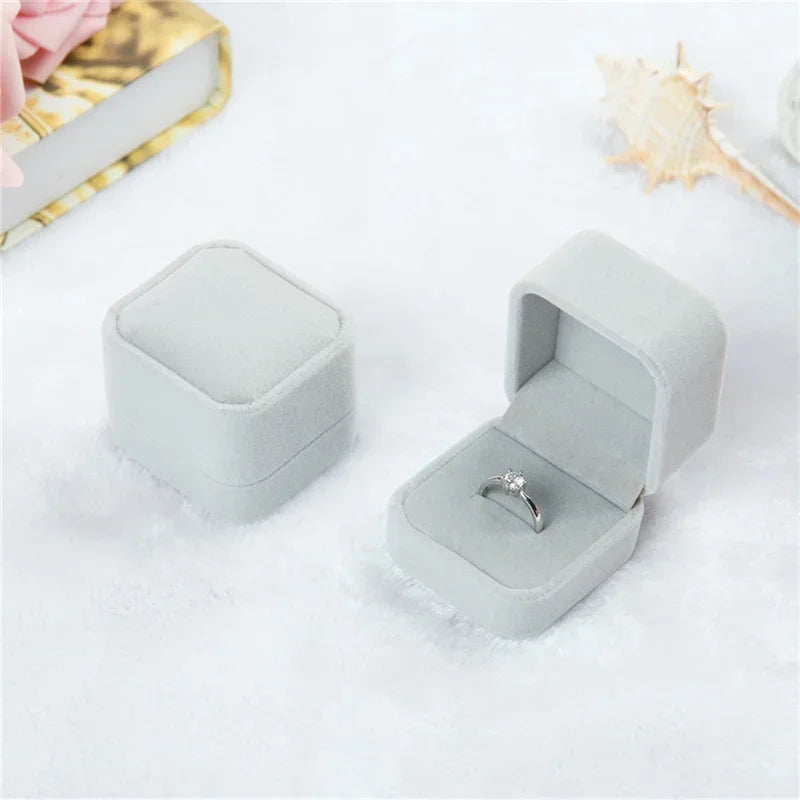 Rounded Flannelette Ring Box Flocking Jewelry Storage Organizer for Studs Badges - Soft Jewelry Box for Ring Protection