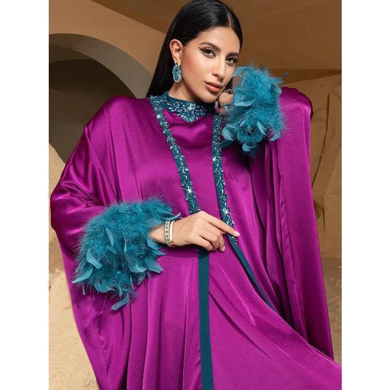 Eid Dress for Women Abaya Cardigan 2 Piece Set Party Long Dresses Muslim Caftan Robe Jalabiya Ramadan Kaftan Vestidos Largos