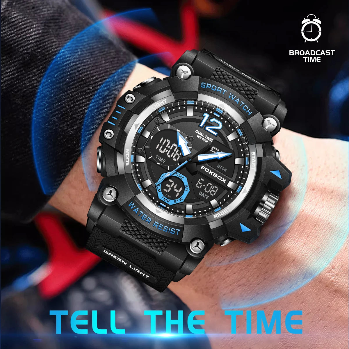 LIGE Fashion Sport Watches Men Shock Resistant 50M Waterproof Wristwatch LED Alarm Multi-function Watch Clock Military Men Watch