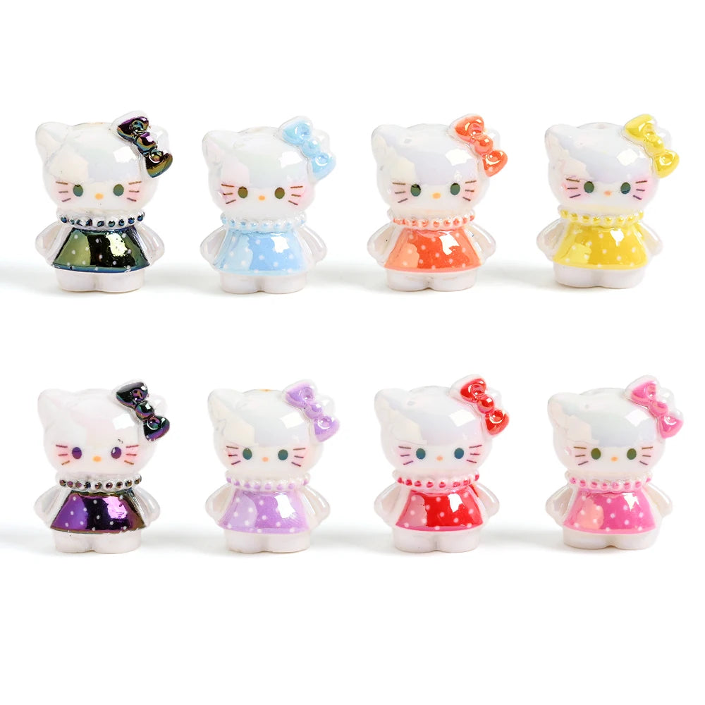 10Pcs 3D Sanrio Resin Bead 8colors Floral Skirt Hello Kitty Bead For Baby Toy Chew Teething DIY Pacifier Clips Chain