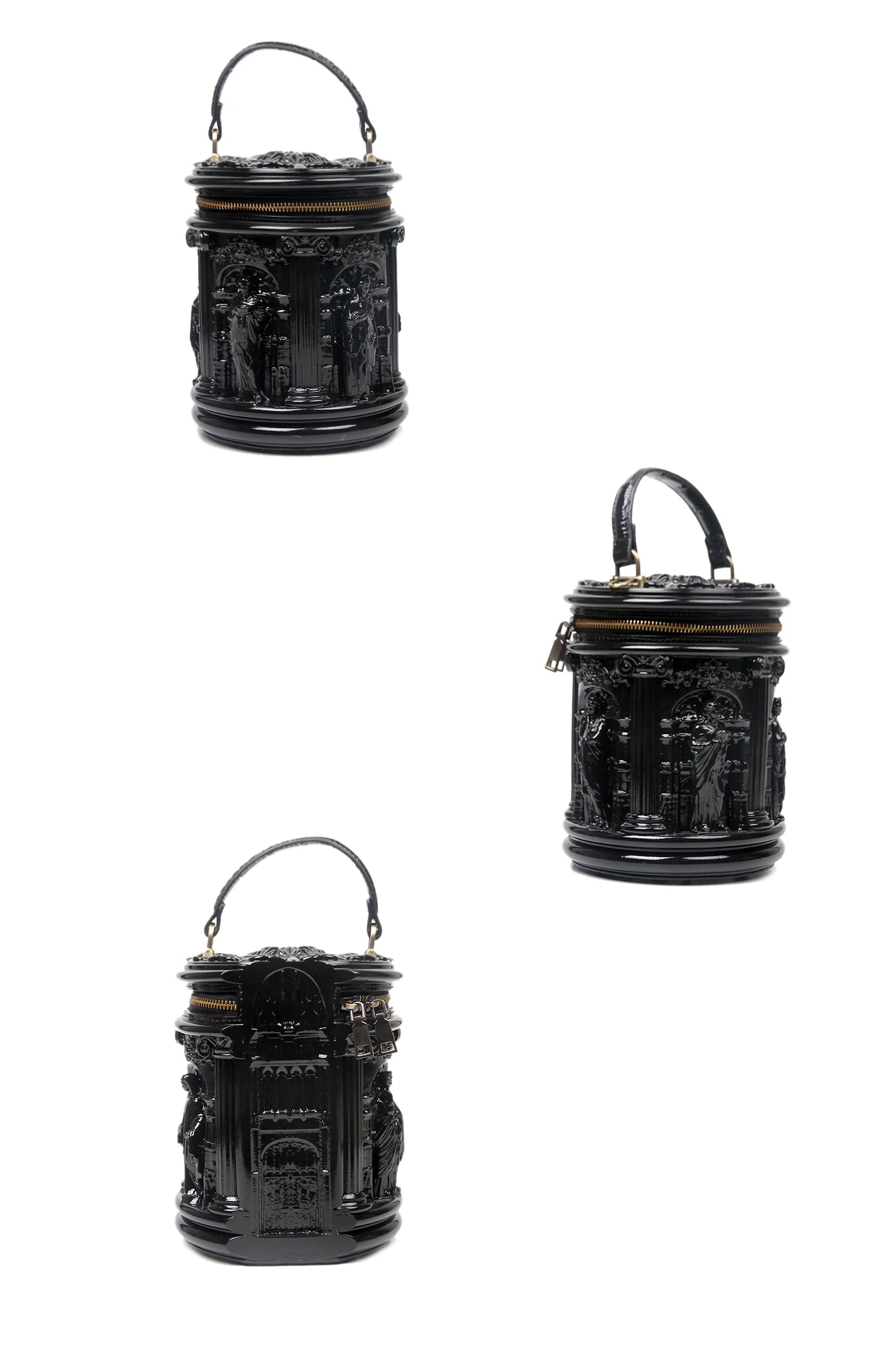 Retro Creative Unique Design Baroque Art round Cylinder Handbag Women's Fashion Crossbody Bag Handheld Bag Jarno Brand